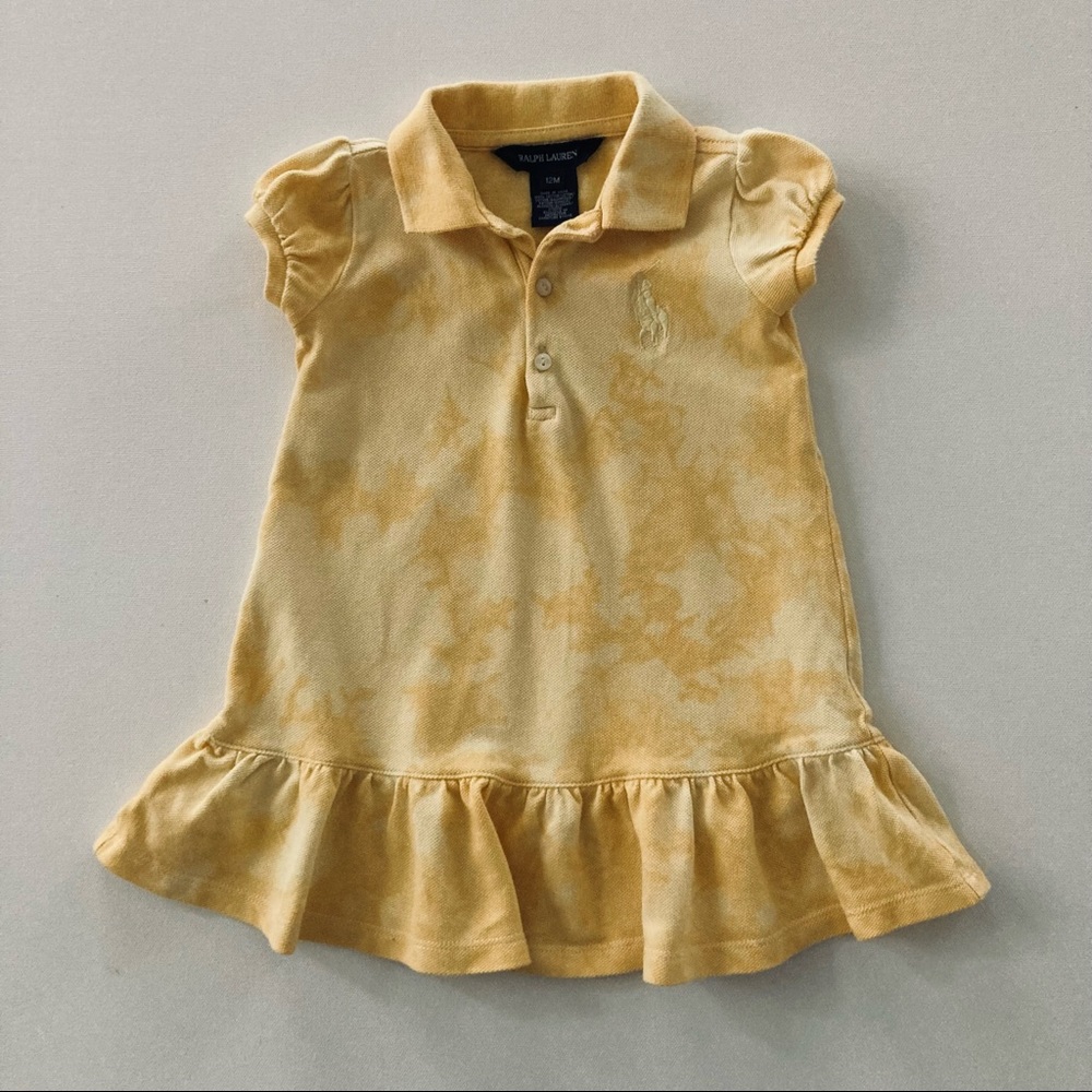 Ralph Lauren Baby Girl 12 Months Tie Dye Polo Dress Yellow Spring Summer